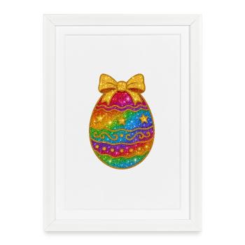 Rainbow Glitter Egg with Bow - Framed poster (27 × 37 cm) - white - Front