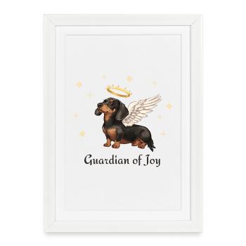 Gardien de la joie – Ange teckel - Affiche encadrée (27 × 37 cm) - blanc - Devant