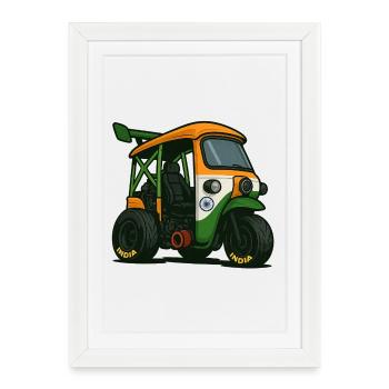 India Tuk-Tuk – Édition Street Race - Affiche encadrée (27 × 37 cm) - blanc - Devant