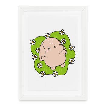 Kawaii Rabbit Under Daisies - Framed poster (27 × 37 cm) - white - Front