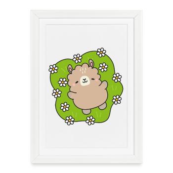 Ourson Joyeux au Jardin Fleuri - Affiche encadrée (27 × 37 cm) - blanc - Devant