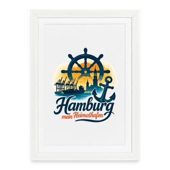 Hamburg My Home Port City Silhouette Gift - Framed poster (27 × 37 cm) - white - Front