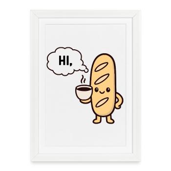 Warm Mascot Coffee Baguette - Framed poster (27 × 37 cm) - white - Front