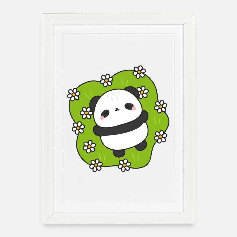 PandaGreen Floral Cuddle - Framed poster (27 × 37 cm) - white
