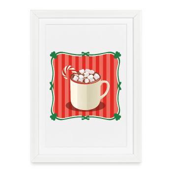 Chocolat chaud vintage Noël rétro - Affiche encadrée (27 × 37 cm) - blanc - Devant