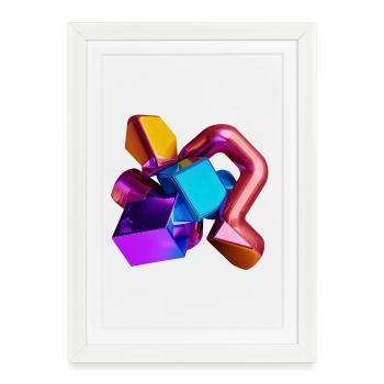 Abstrait 3D Géométrie Formes Coloré - Affiche encadrée (27 × 37 cm) - blanc - Devant