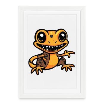 Lézard Halloween Bande dessinée drôle - Affiche encadrée (27 × 37 cm) - blanc - Devant
