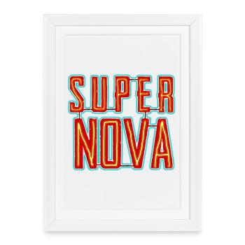 Lettrage néon Super Nova - Affiche encadrée (27 × 37 cm) - blanc - Devant