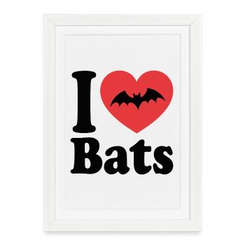 I Love Bats – Bat Lover - Framed poster (27 × 37 cm) - white - Front