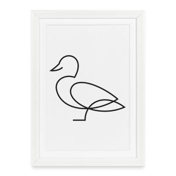 Croquis de canard – Motif animalier minimaliste - Affiche encadrée (27 × 37 cm) - blanc - Devant