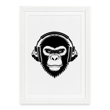 Prime Sound Wave Vibe Monkey Head Shirt - Framed poster (27 × 37 cm) - white - Front