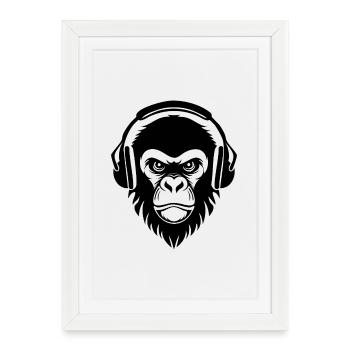 Chemise Masquée Underground Beat Monkey Head - Affiche encadrée (27 × 37 cm) - blanc - Devant