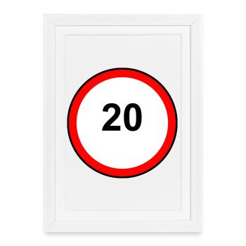 Tempo20 Sign Retro Illustration - Framed poster (27 × 37 cm) - white - Front