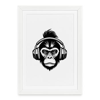 Monkey Head Bass Moment Beat Session Shirt - Framed poster (27 × 37 cm) - white - Front