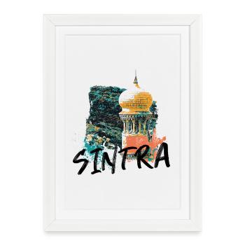 Tour mauresque typique du parc Sintra illustration - Affiche encadrée (27 × 37 cm) - blanc - Devant