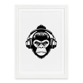 Silent Monkey Head Headphones Zen Edition Shirt - Framed poster (27 × 37 cm) - white - Front