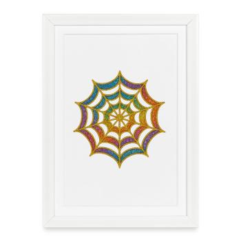 Spider Web | Rainbow Spider Web Gold Glitter - Framed poster (27 × 37 cm) - white - Front