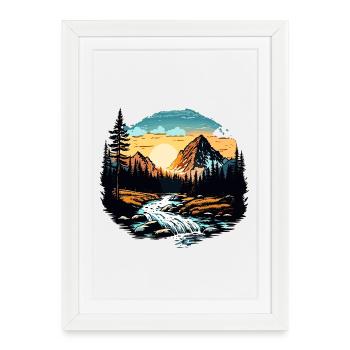 Mountain Sunset - Framed poster (27 × 37 cm) - white - Front