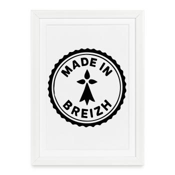 Made in Breizh - Logo avec l'hermine bretonne - Affiche encadrée (27 × 37 cm) - blanc - Devant
