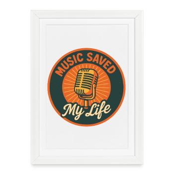 La musique m’a sauvé la vie T-shirt rétro tri-mélangé - Affiche encadrée (27 × 37 cm) - blanc - Devant