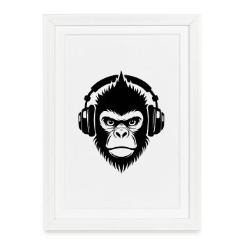 Chemise analogique punk tête de singe bande boucle - Affiche encadrée (27 × 37 cm) - blanc - Devant
