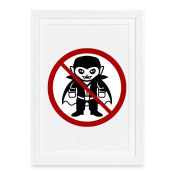 Pas un vampire ! Drôle de panneau d’interdiction Halloween - Affiche encadrée (27 × 37 cm) - blanc - Devant