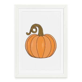 Illustration de citrouille à tige incurvée - Affiche encadrée (27 × 37 cm) - blanc - Devant