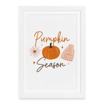 Pumpkin Season Cozy Autumn Print - Framed poster (27 × 37 cm) - white - Front