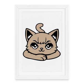 Cat, Grim, Angry, Eye, Crossed, Paws, Naughty - Framed poster (27 × 37 cm) - white - Front