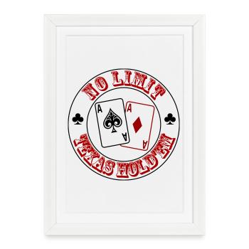Cartes de poker No Limit – Texas Hold’em Design - Affiche encadrée (27 × 37 cm) - blanc - Devant