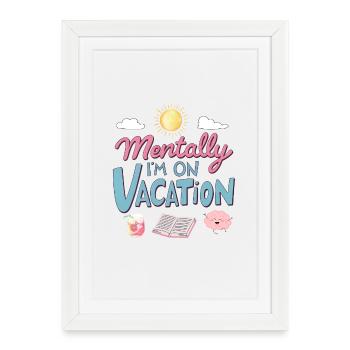 Mentalement ailleurs Design rétro - Affiche encadrée (27 × 37 cm) - blanc - Devant