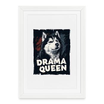 Reine du drame husky - Affiche encadrée (27 × 37 cm) - blanc - Devant
