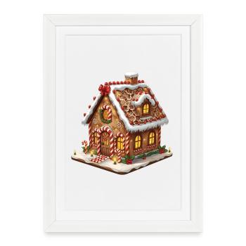 Gingerbread House Winter Magic - Framed poster (27 × 37 cm) - white - Front
