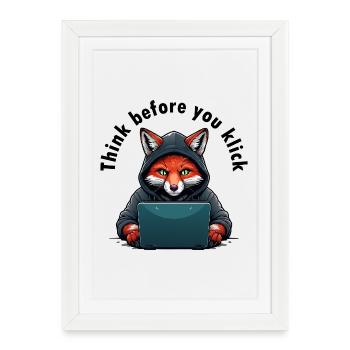 Think Before You Click - Cyber Security - Framed poster (27 × 37 cm) - white - Front
