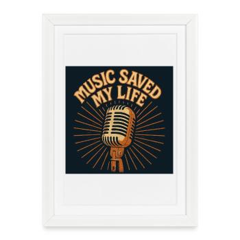 Vintage Retro Music T-Shirt - Framed poster (27 × 37 cm) - white - Front