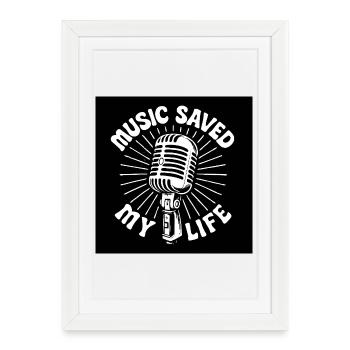 T-shirt de musique rétro vintage - Affiche encadrée (27 × 37 cm) - blanc - Devant