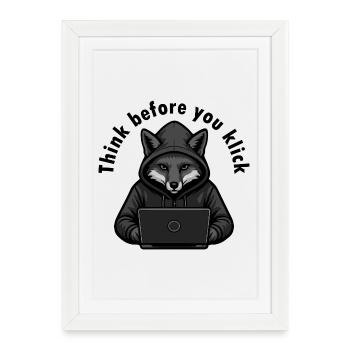 Think Before You Click - Cyber Security - Framed poster (27 × 37 cm) - white - Front