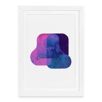 Couches techniques abstraites — Art numérique bleu et rose - Affiche encadrée (27 × 37 cm) - blanc - Devant