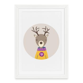 Cercle de cerf Coeur Scandinave Enfants Nordique - Affiche encadrée (27 × 37 cm) - blanc - Devant