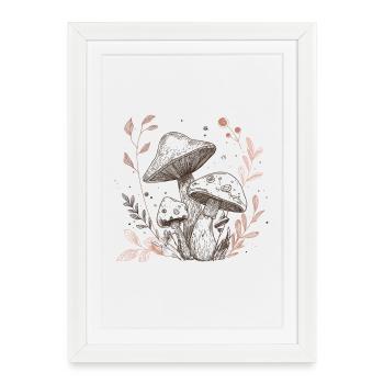 champignon, ramasseur de champignons, cueillette - Affiche encadrée (27 × 37 cm) - blanc - Devant