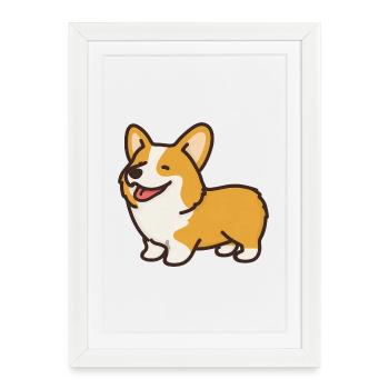 corgi - Affiche encadrée (27 × 37 cm) - blanc - Devant