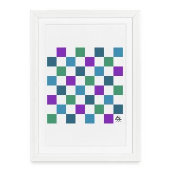 Échiquier - Design réalisé par Belly Buitton - Affiche encadrée (27 × 37 cm) - blanc - Devant