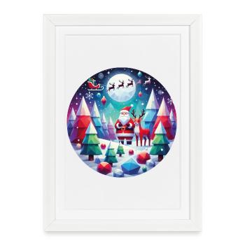Geometric Christmas idyll Santa Elche - Framed poster (27 × 37 cm) - white - Front