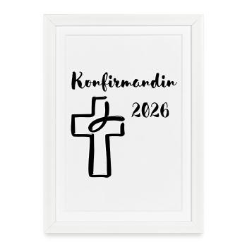 Confirmation 2026 Confirmation Croix et Poisson - Affiche encadrée (27 × 37 cm) - blanc - Devant