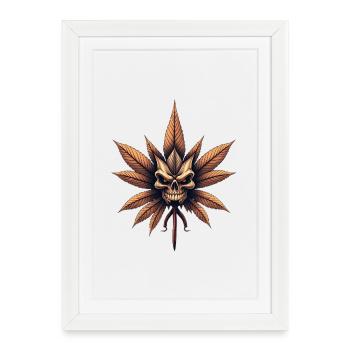 Skull Leaf Gothic Cannabis - Framed poster (27 × 37 cm) - white - Front