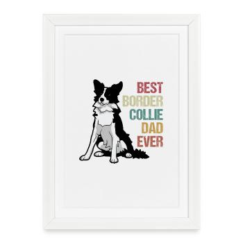 Border Collie Schäferhund Eigensinnig Lustig Hüten - Gerahmtes Poster (27 × 37 cm) - Weiß - Vorne