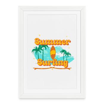 Surfing - Framed poster (27 × 37 cm) - white - Front