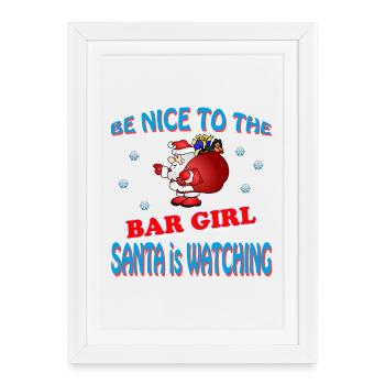 FILLE DU BAR DU PÈRE NOËL - Affiche encadrée (27 × 37 cm) - blanc - Devant