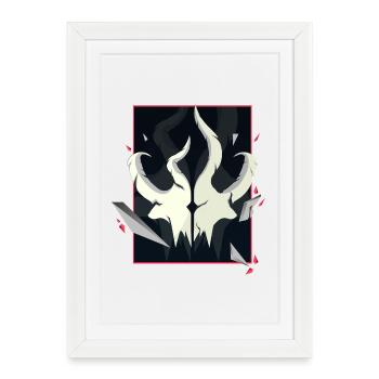 Crâne cornu – Édition Accent Rouge - Affiche encadrée (27 × 37 cm) - blanc - Devant