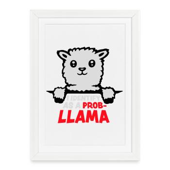 I Identify As A Probllama Cool Lama Problem Spruch - Framed poster (27 × 37 cm) - white - Front